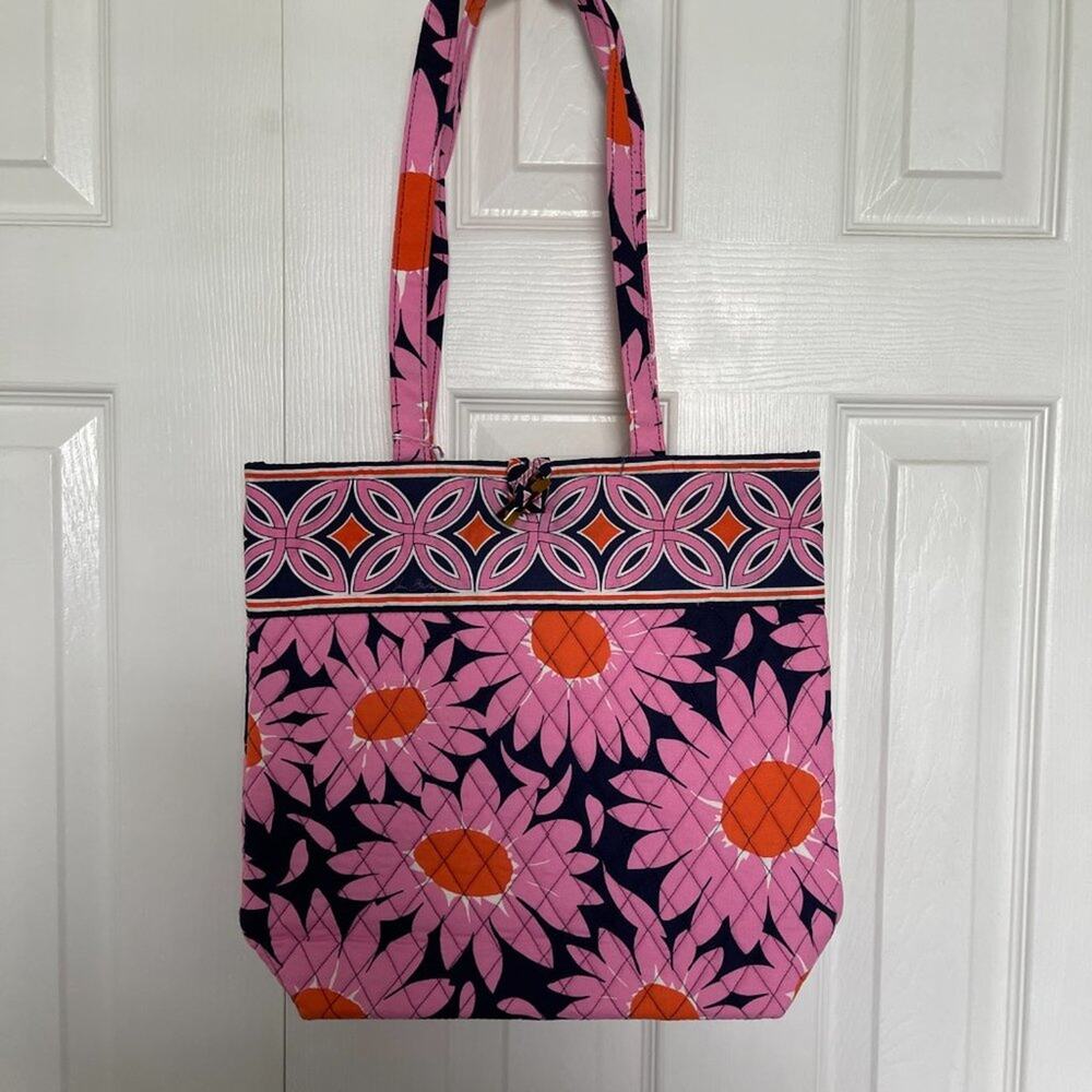 Vera Bradley Loves Me Pink Floral Print Tote Purse Quilted Retired